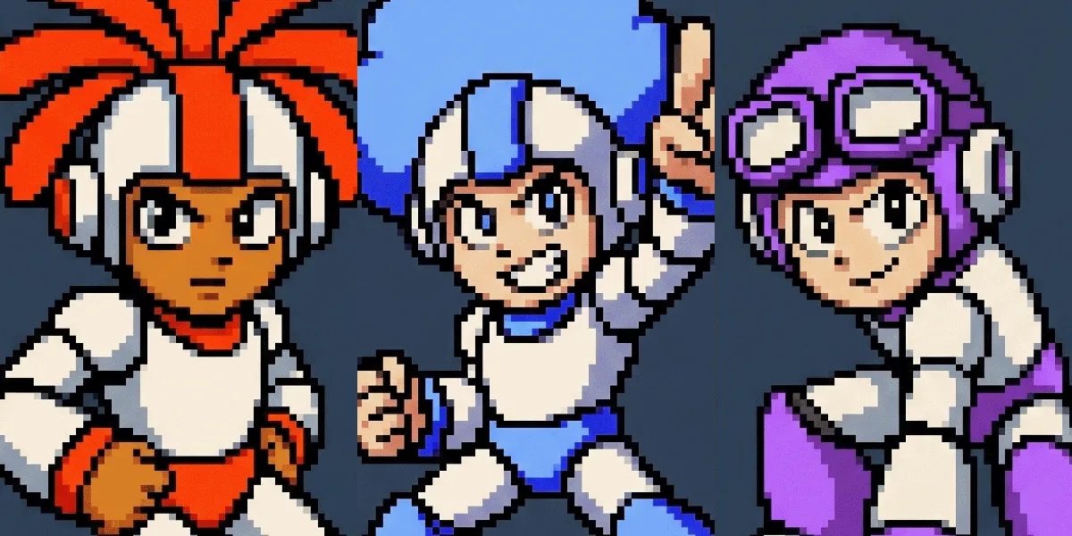 Clau, Dex, and Cop character portraits
